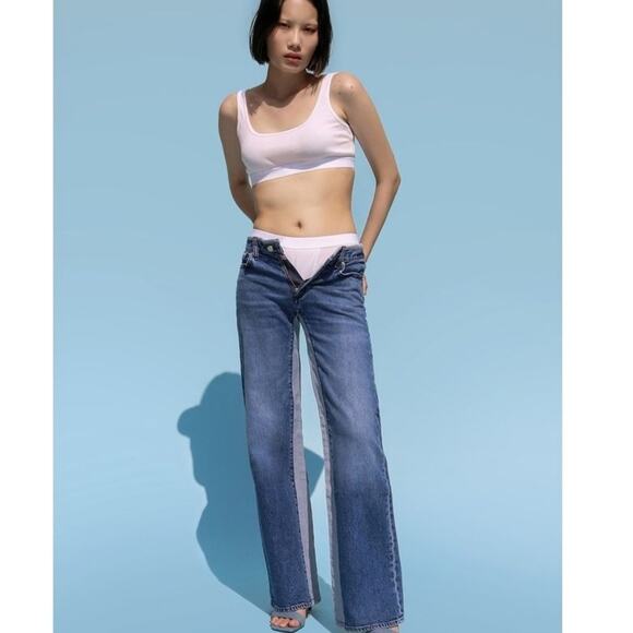 NEW Daily Blue by Adriano Goldschmeid Virgo Wide Leg Jeans Two Toned Size 30 - Picture 3 of 12